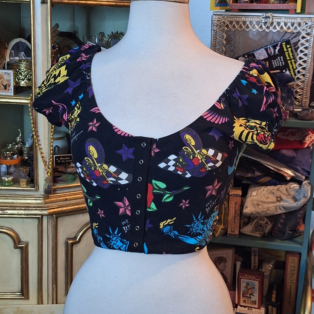 Betsey Johnson Black Floral Top